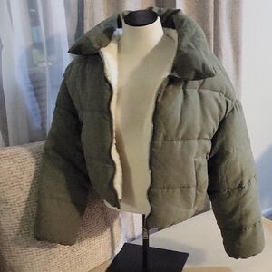 Fashion Nova Olive Green Puffer Jacket